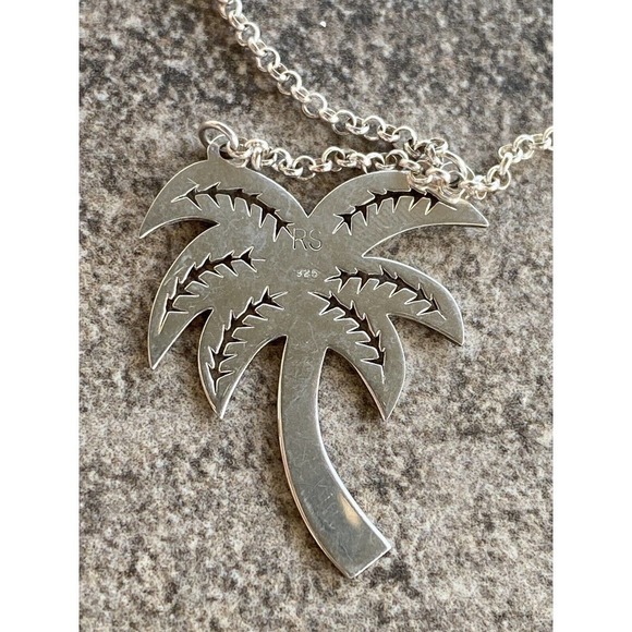 Vintage Sterling Silver Necklace Palm Tree RS 925 6.55g - Picture 8 of 12